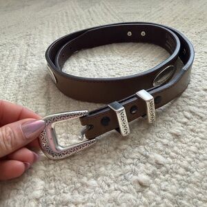 Nocona Men’s Brown Leather Top Hand Tapered Silver Oval Conchos Belt Size 38